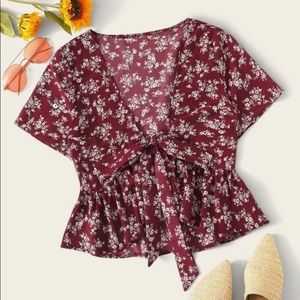 BRAND NEW Ditsy floral Self Tie Peplum Top